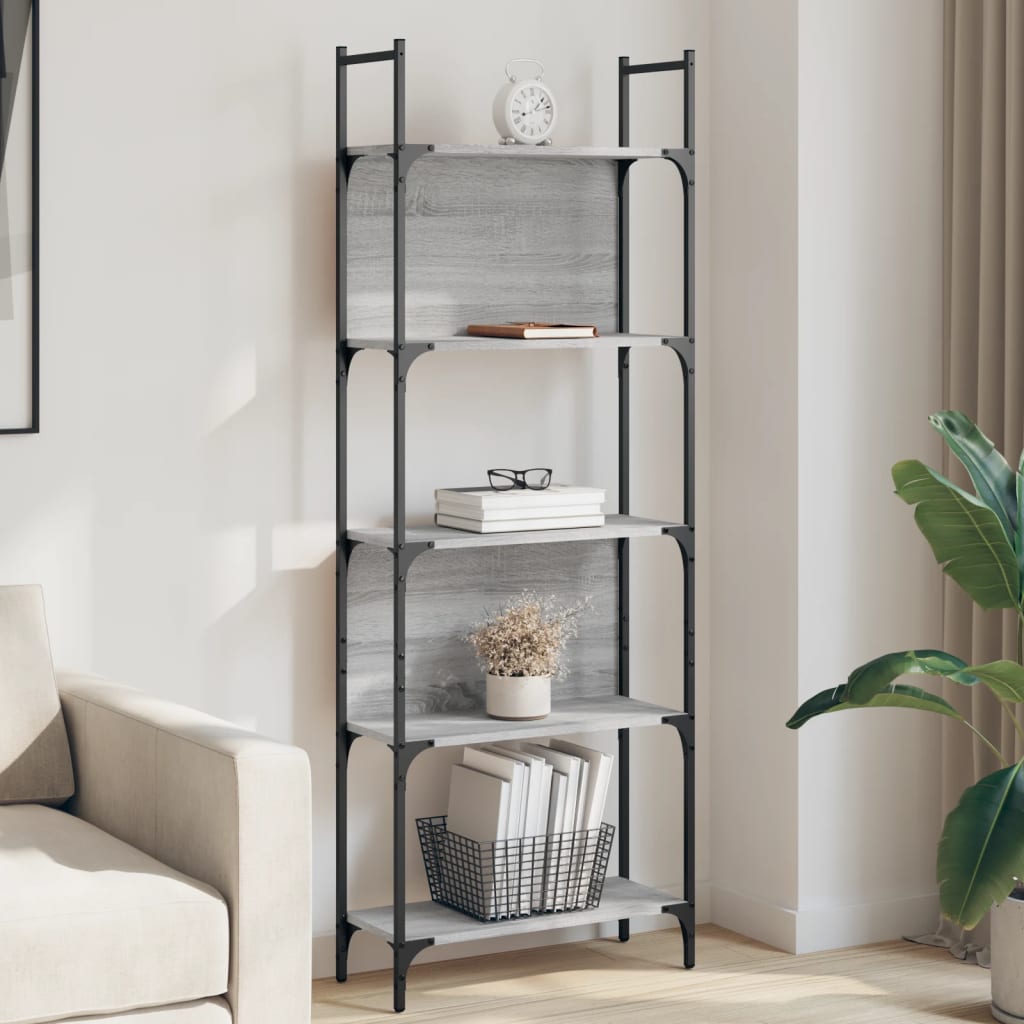 Bokhylla 5 Hyllplan 60,5X24X166,5 Cm Konstruerat Trä
