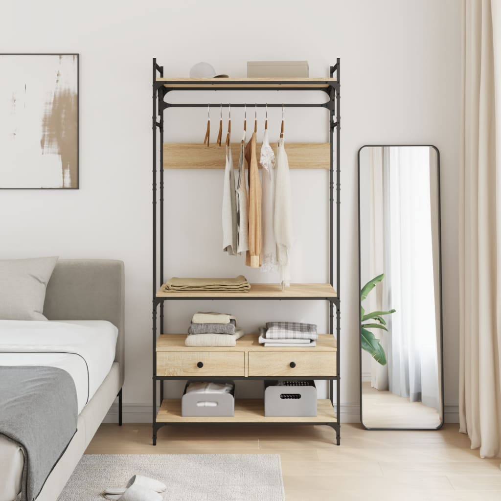 Garderob Med Lådor Sonoma-Ek 89X39X184,5 Cm Konstruerat Trä