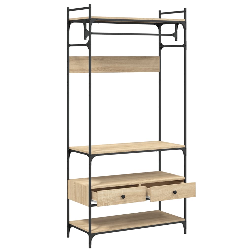Garderob Med Lådor Sonoma-Ek 89X39X184,5 Cm Konstruerat Trä