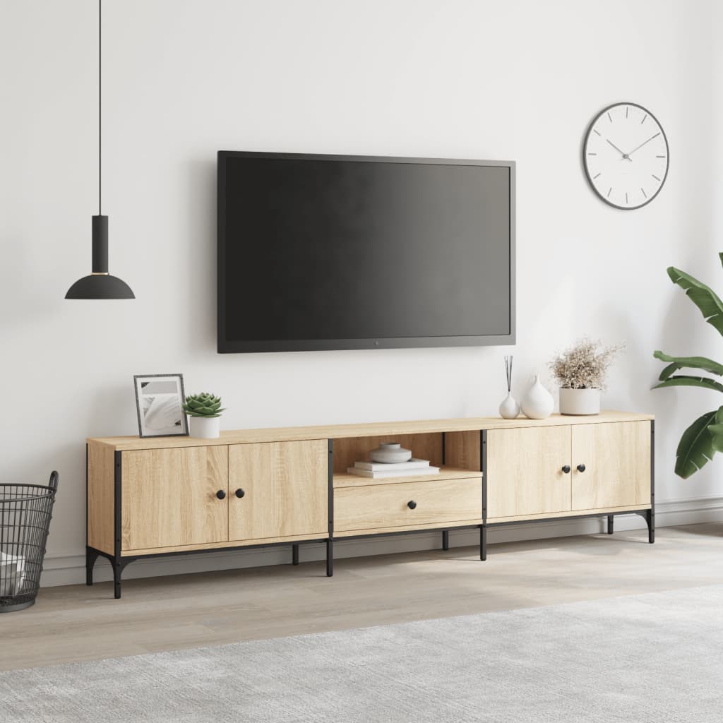 Tv-Bänk Med Låda Sonoma-Ek 200X25X44 Cm Konstruerat Trä