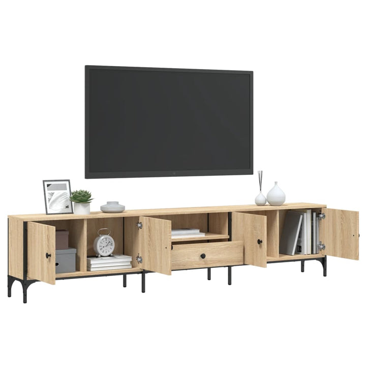 Tv-Bänk Med Låda Sonoma-Ek 200X25X44 Cm Konstruerat Trä