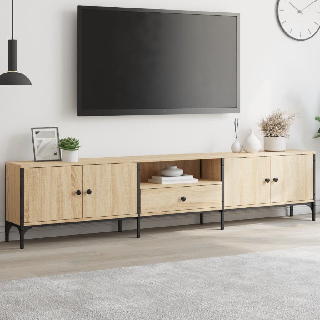 Tv-Bänk Med Låda Sonoma-Ek 200X25X44 Cm Konstruerat Trä