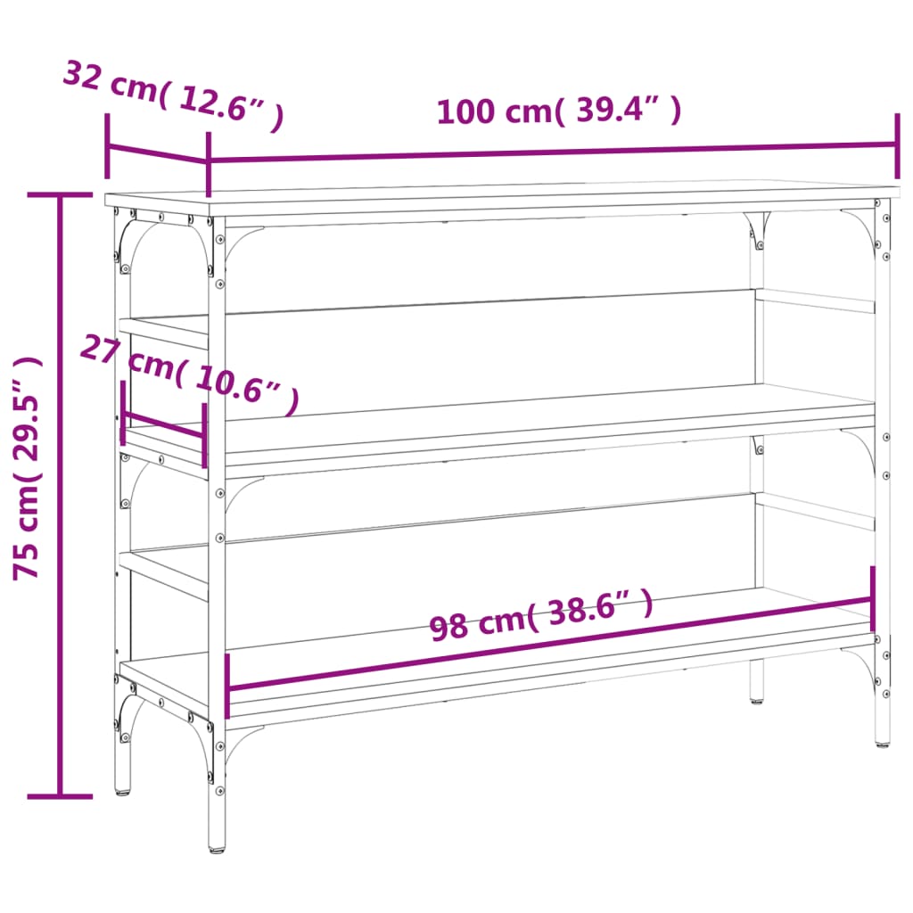 Avlastningsbord 100X32X75 Cm Konstruerat Trä