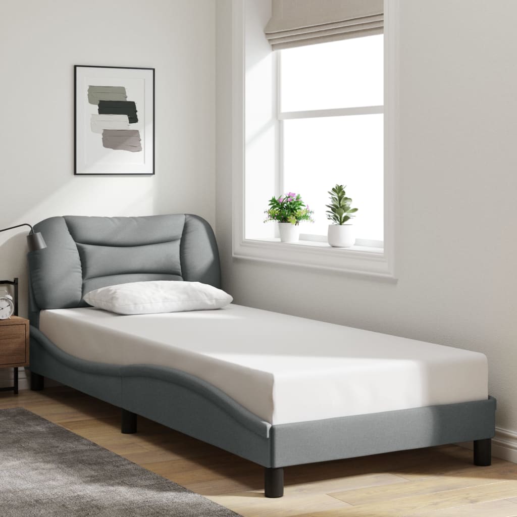 Bed Frame Without Mattress &amp;quot;Hvar&amp;quot; Dark Brown Fabric