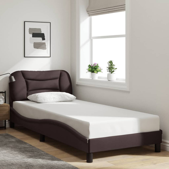 Bed Frame Without Mattress &amp;quot;Hvar&amp;quot; Dark Brown Fabric