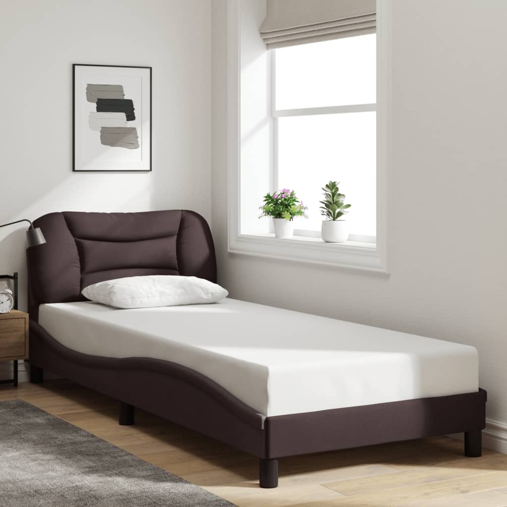 Bed Frame Without Mattress &amp;quot;Hvar&amp;quot; Dark Brown Fabric