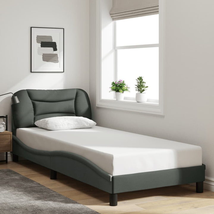 Bed Frame Without Mattress &amp;quot;Hvar&amp;quot; Dark Brown Fabric