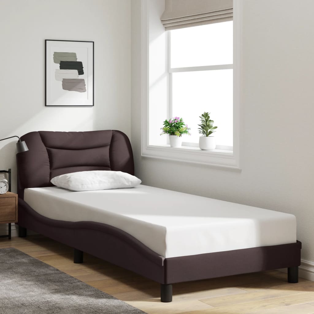 Bed Frame Without Mattress &amp;quot;Hvar&amp;quot; Dark Brown Fabric