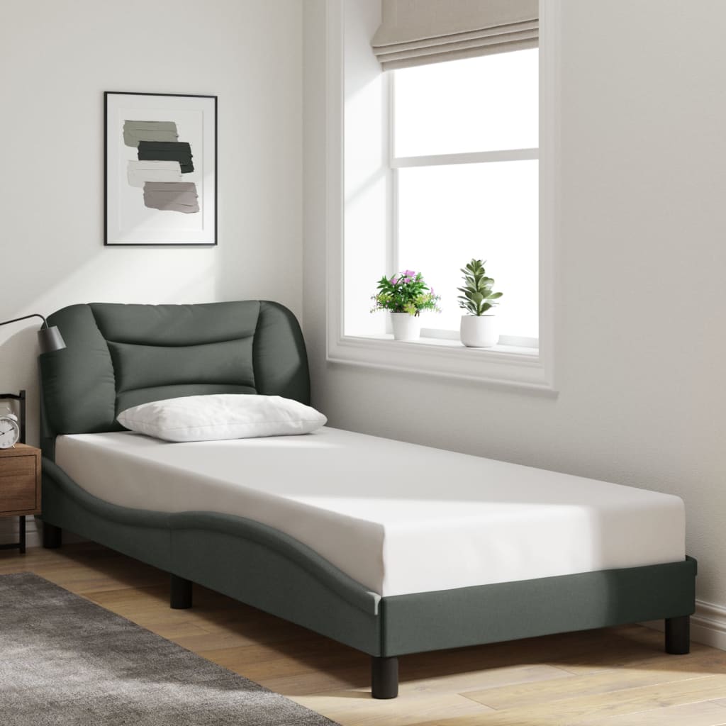 Bed Frame Without Mattress &amp;quot;Hvar&amp;quot; Dark Brown Fabric