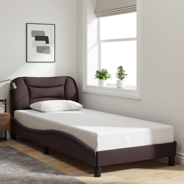 Bed Frame Without Mattress &amp;quot;Hvar&amp;quot; Dark Brown Fabric