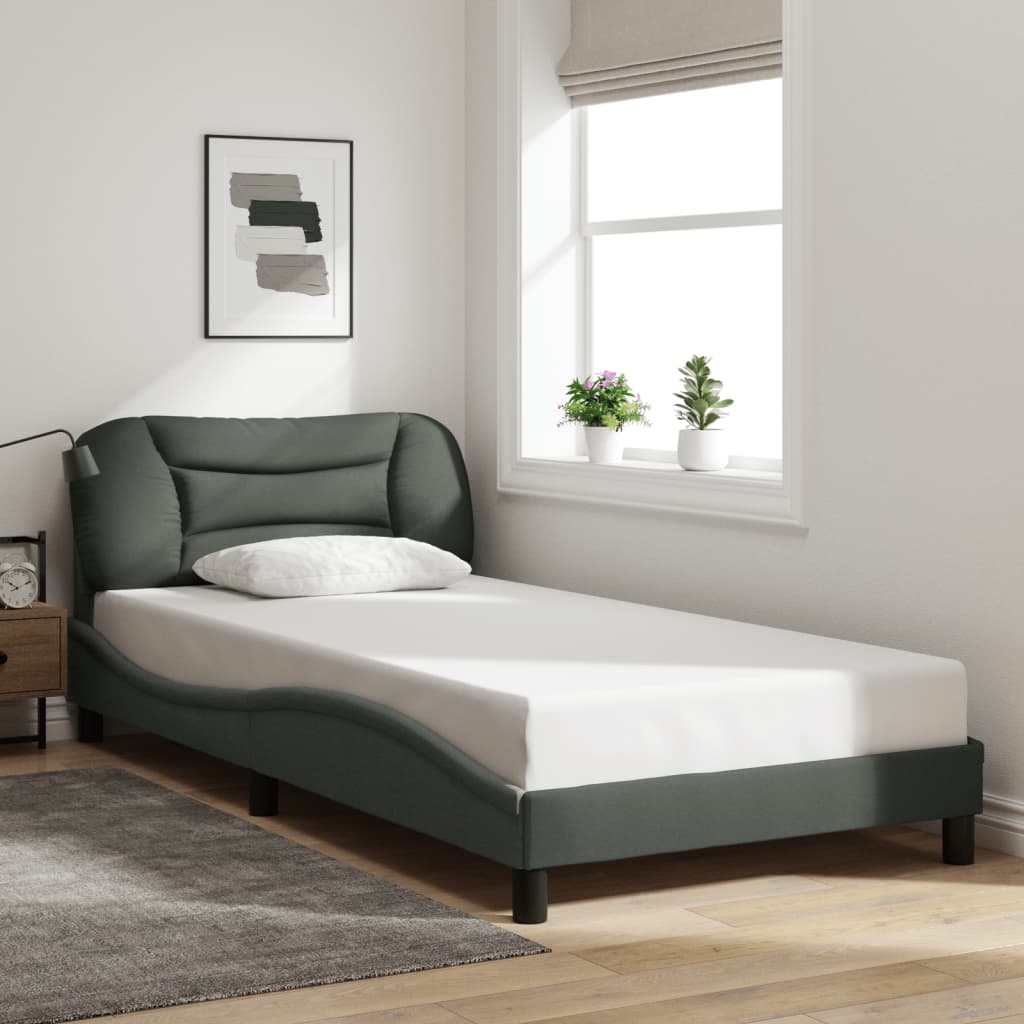Bed Frame Without Mattress &amp;quot;Hvar&amp;quot; Dark Brown Fabric