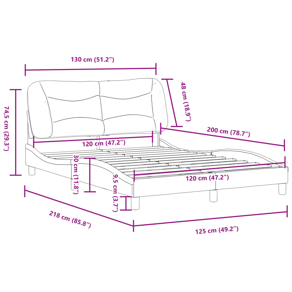 Bed Frame Without Mattress &amp;quot;Hvar&amp;quot; Dark Brown Fabric