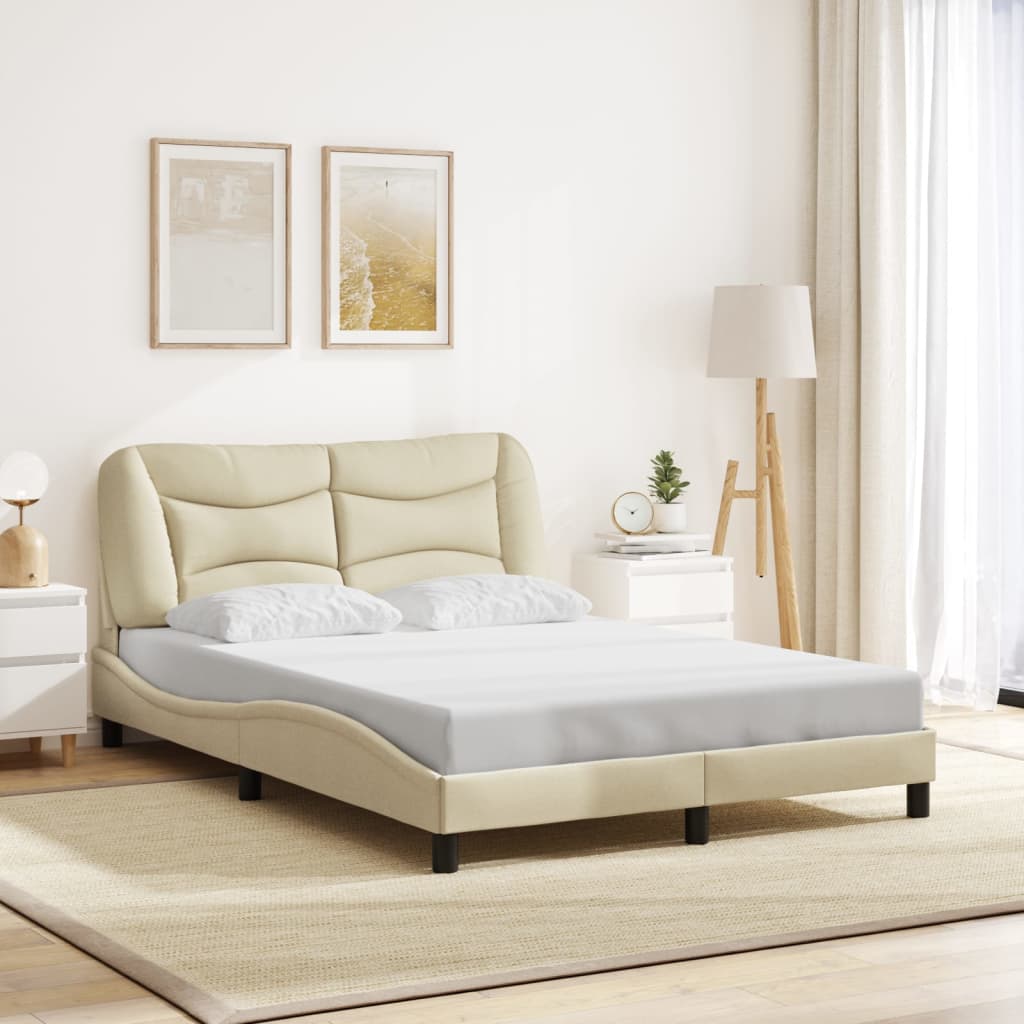 Bed Frame Without Mattress &amp;quot;Hvar&amp;quot; Dark Brown Fabric