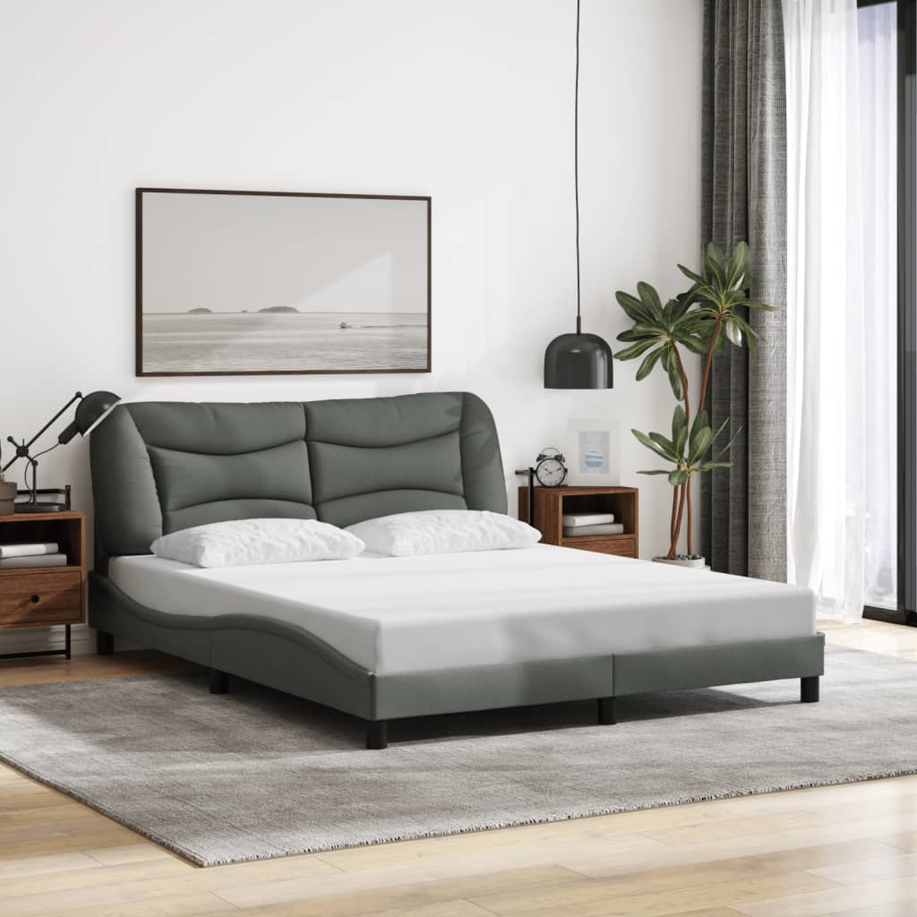 Bed Frame Without Mattress &amp;quot;Hvar&amp;quot; Dark Brown Fabric