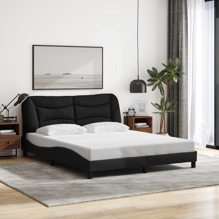 Bed Frame Without Mattress &amp;quot;Hvar&amp;quot; Dark Brown Fabric