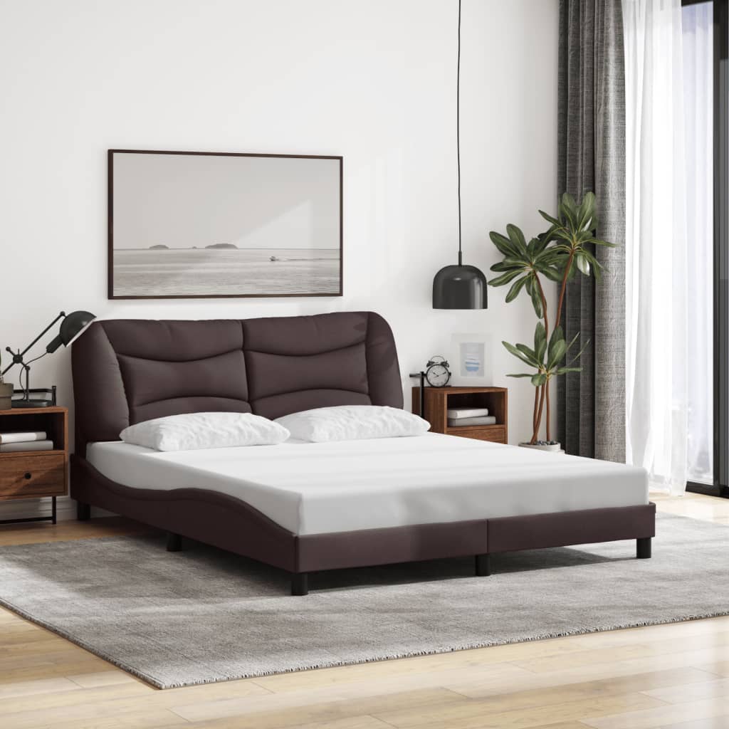 Bed Frame Without Mattress &amp;quot;Hvar&amp;quot; Dark Brown Fabric