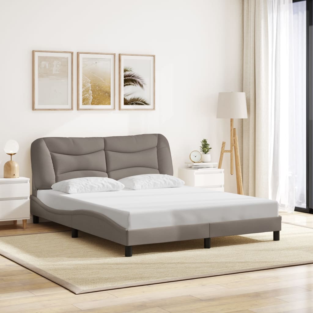 Bed Frame Without Mattress &amp;quot;Hvar&amp;quot; Dark Brown Fabric