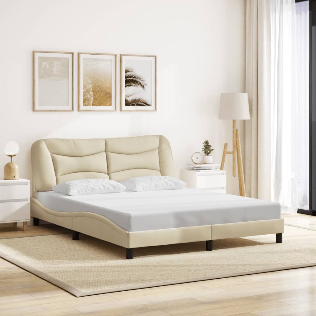 Bed Frame Without Mattress &amp;quot;Hvar&amp;quot; Dark Brown Fabric