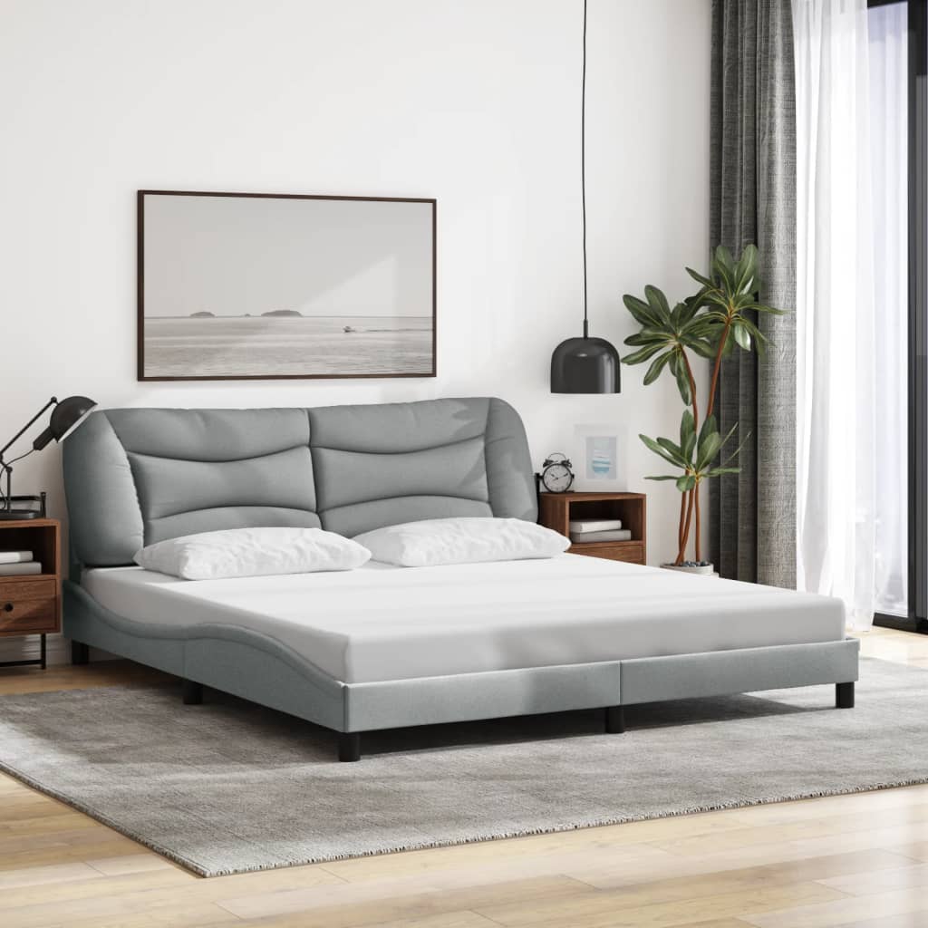 Bed Frame Without Mattress &amp;quot;Hvar&amp;quot; Dark Brown Fabric