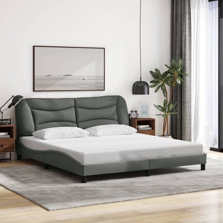 Bed Frame Without Mattress &amp;quot;Hvar&amp;quot; Dark Brown Fabric