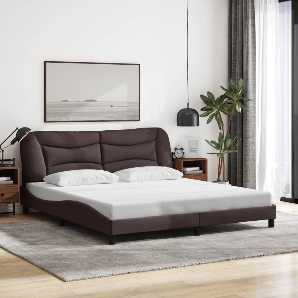 Bed Frame Without Mattress &amp;quot;Hvar&amp;quot; Dark Brown Fabric