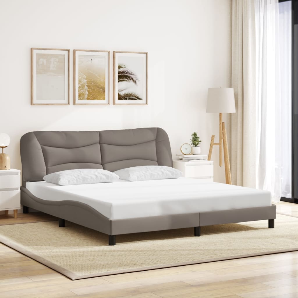 Bed Frame Without Mattress &amp;quot;Hvar&amp;quot; Dark Brown Fabric