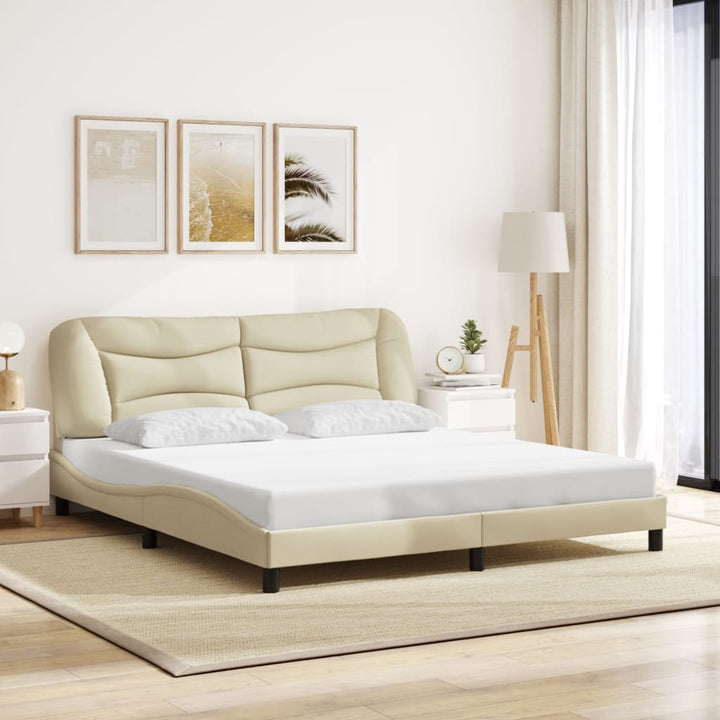 Bed Frame Without Mattress &amp;quot;Hvar&amp;quot; Dark Brown Fabric
