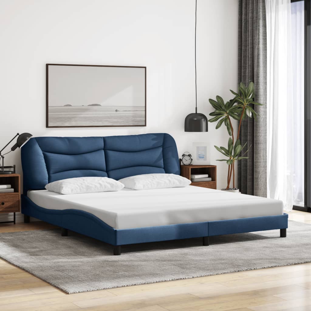 Bed Frame Without Mattress &amp;quot;Hvar&amp;quot; Dark Brown Fabric