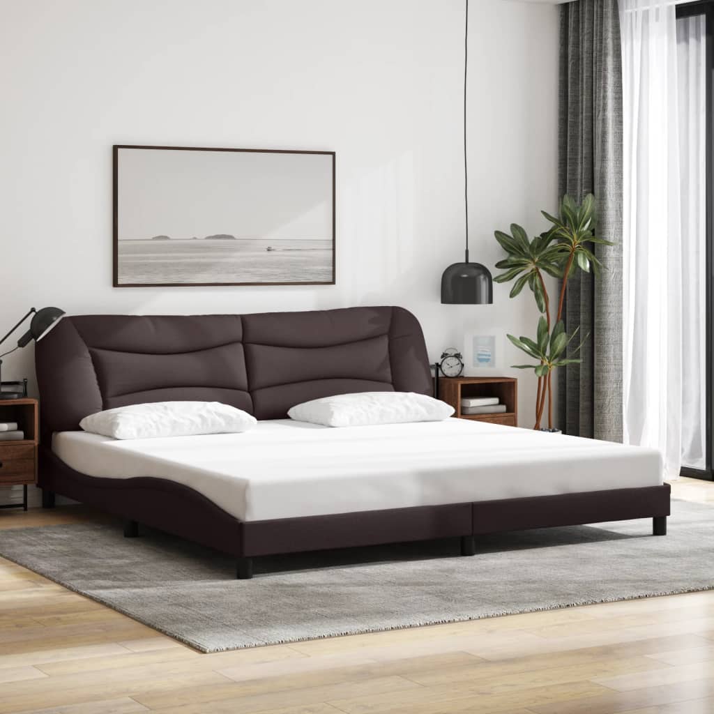 Bed Frame Without Mattress &amp;quot;Hvar&amp;quot; Dark Brown Fabric