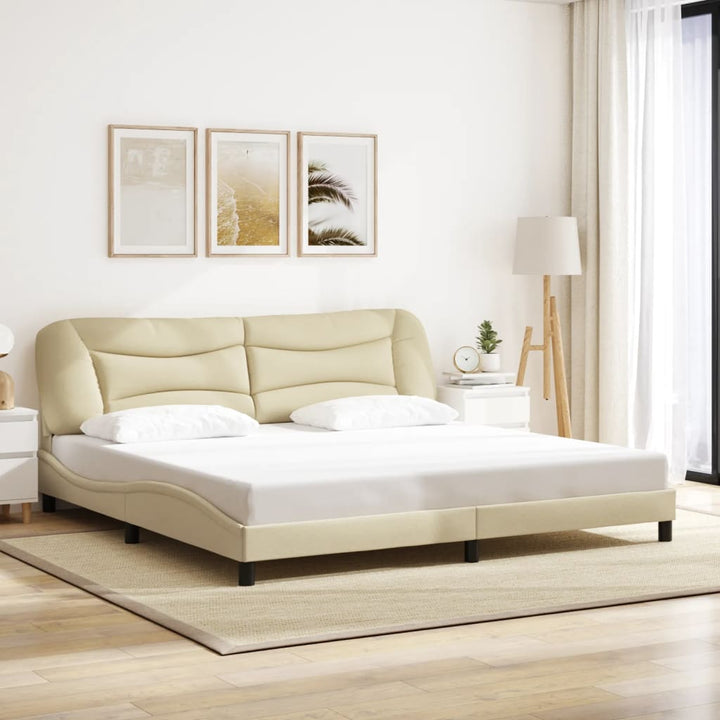 Bed Frame Without Mattress &amp;quot;Hvar&amp;quot; Dark Brown Fabric
