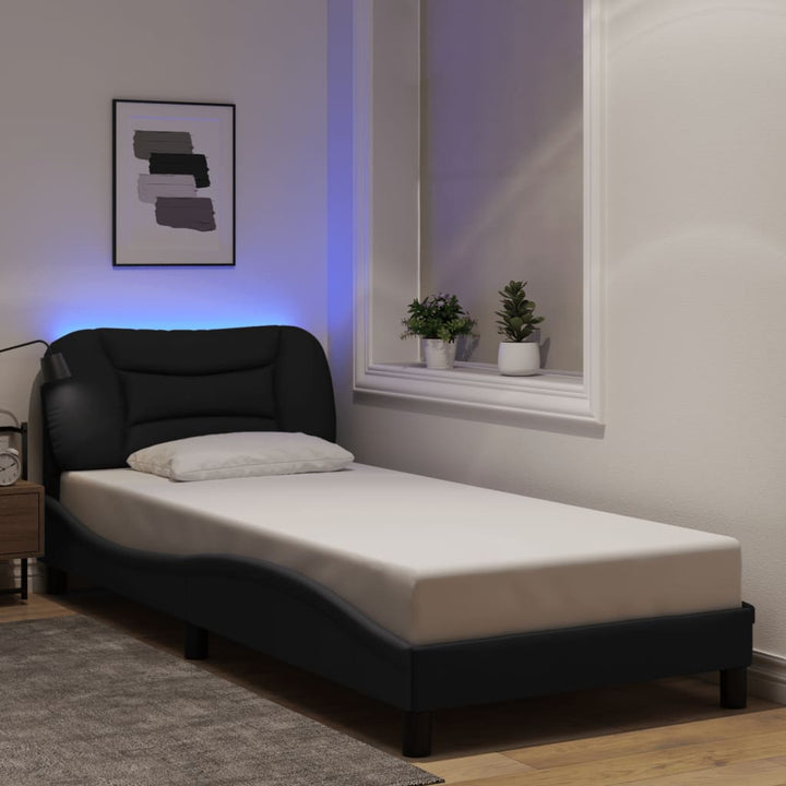Bed Frame With Led Without Mattress &amp;quot;Hvar&amp;quot; Dark Brown Fabric