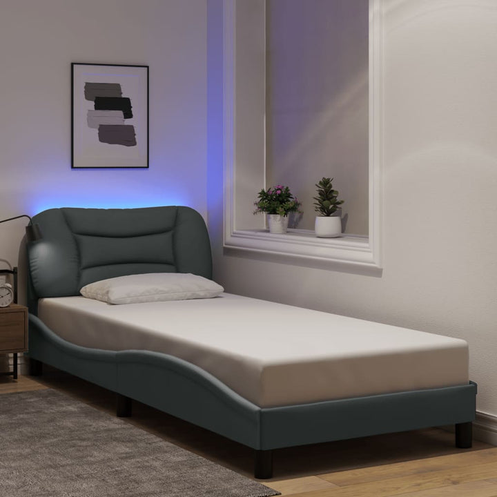 Bed Frame With Led Without Mattress &amp;quot;Hvar&amp;quot; Dark Brown Fabric