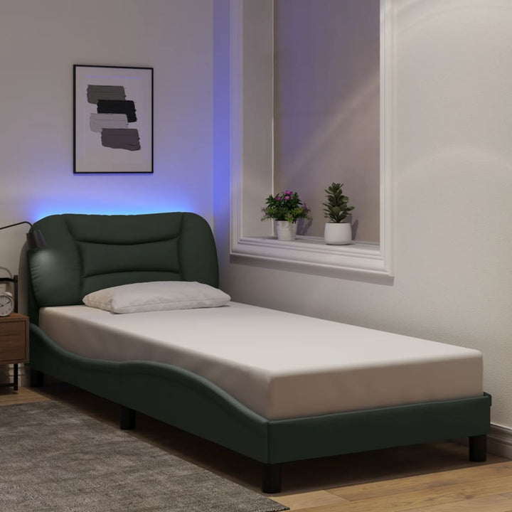 Bed Frame With Led Without Mattress &amp;quot;Hvar&amp;quot; Dark Brown Fabric