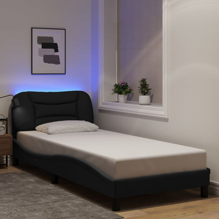 Bed Frame With Led Without Mattress &amp;quot;Hvar&amp;quot; Dark Brown Fabric