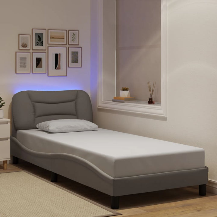 Bed Frame With Led Without Mattress &amp;quot;Hvar&amp;quot; Dark Brown Fabric