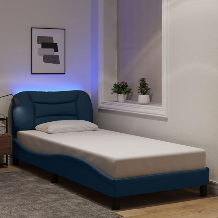 Bed Frame With Led Without Mattress &amp;quot;Hvar&amp;quot; Dark Brown Fabric