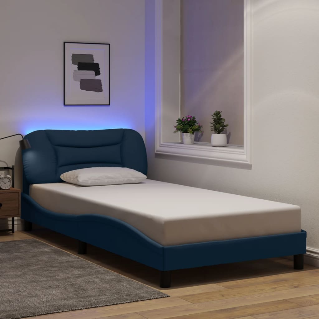 Bed Frame With Led Without Mattress &amp;quot;Hvar&amp;quot; Dark Brown Fabric