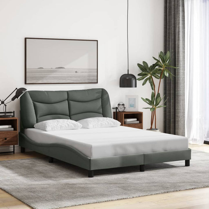 Bed Frame With Led Without Mattress &amp;quot;Hvar&amp;quot; Dark Brown Fabric