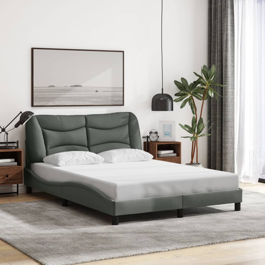 Bed Frame With Led Without Mattress &amp;quot;Hvar&amp;quot; Dark Brown Fabric