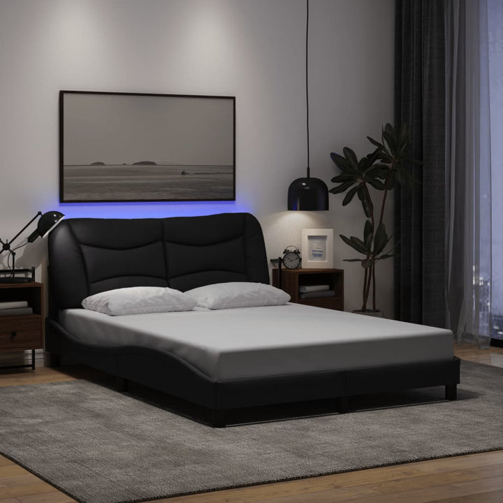 Bed Frame With Led Without Mattress &amp;quot;Hvar&amp;quot; Dark Brown Fabric