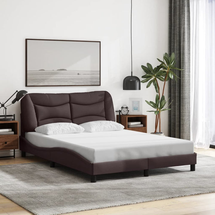 Bed Frame With Led Without Mattress &amp;quot;Hvar&amp;quot; Dark Brown Fabric