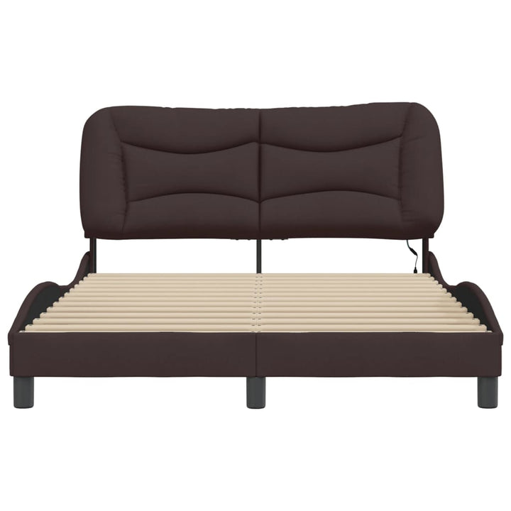 Bed Frame With Led Without Mattress &amp;quot;Hvar&amp;quot; Dark Brown Fabric