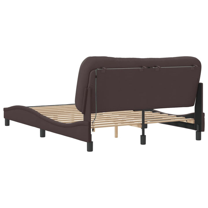 Bed Frame With Led Without Mattress &amp;quot;Hvar&amp;quot; Dark Brown Fabric