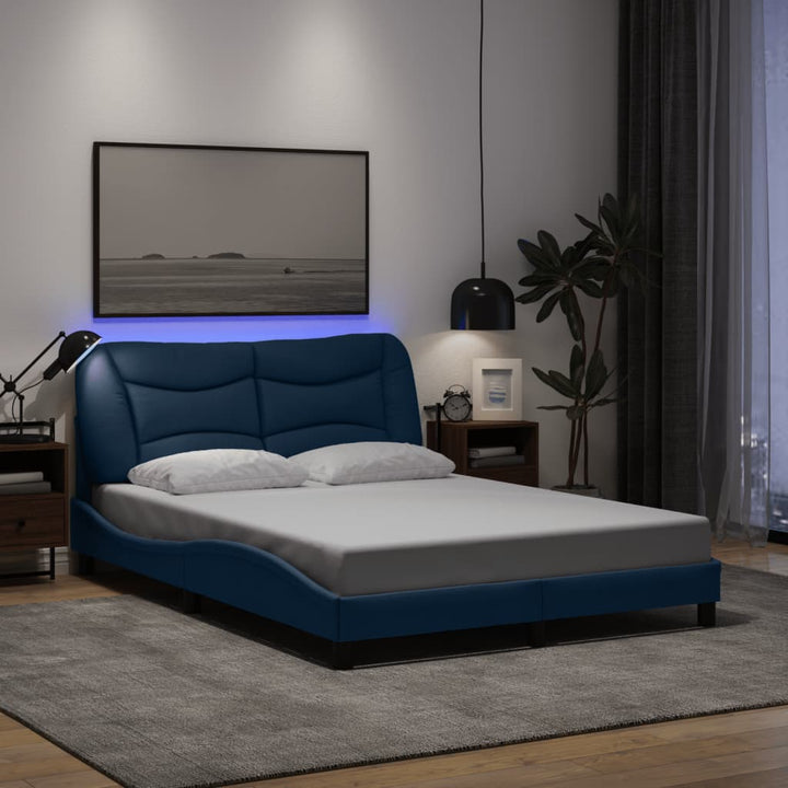 Bed Frame With Led Without Mattress &amp;quot;Hvar&amp;quot; Dark Brown Fabric