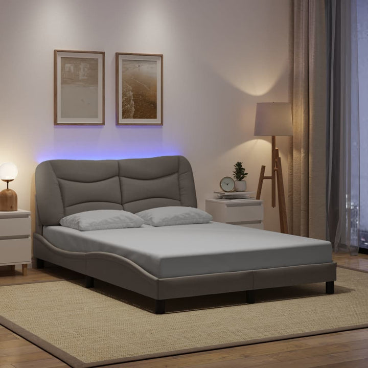 Bed Frame With Led Without Mattress &amp;quot;Hvar&amp;quot; Dark Brown Fabric