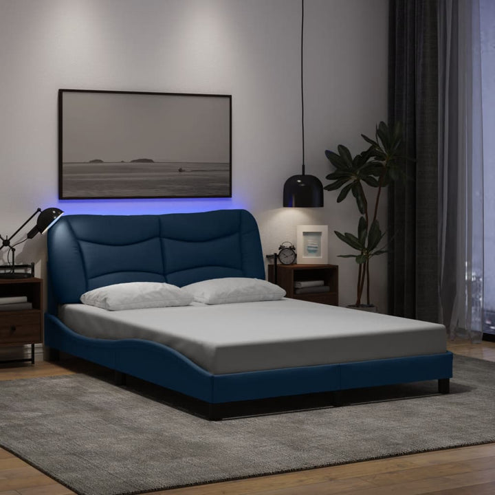 Bed Frame With Led Without Mattress &amp;quot;Hvar&amp;quot; Dark Brown Fabric