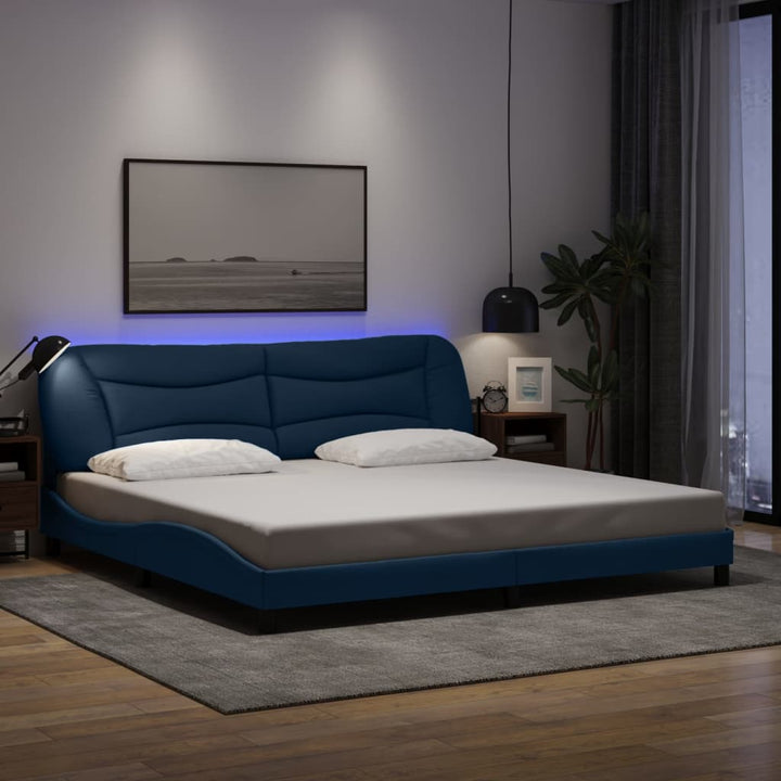 Bed Frame With Led Without Mattress &amp;quot;Hvar&amp;quot; Dark Brown Fabric