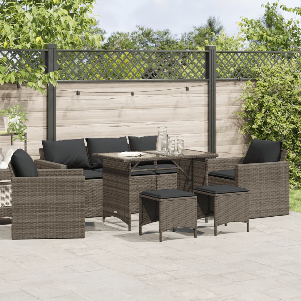 Soffgrupp För Dgården Med Dynor 6 Delar Beige Konstrotting