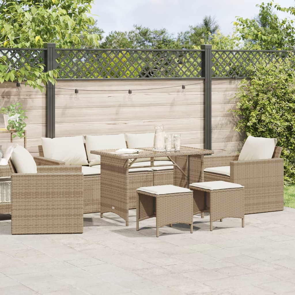 Soffgrupp För Dgården Med Dynor 6 Delar Beige Konstrotting