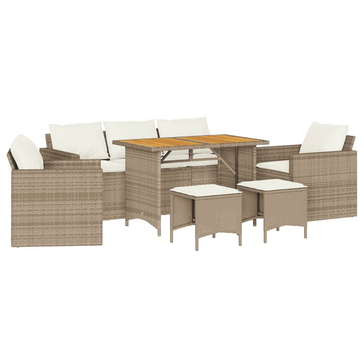 Soffgrupp För Dgården Med Dynor 6 Delar Beige Konstrotting